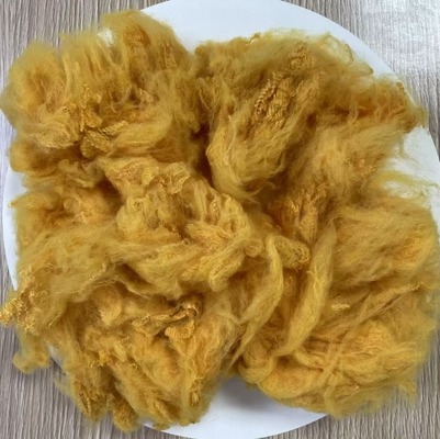 Good price Dope Dyed Polyester Fiber 1.5D High Flame Retardant Golden Yellow online
