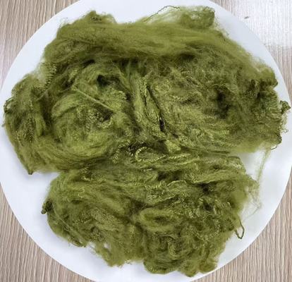 Quality Recycled Polyester Staple Fiber with 255-265°C Melting Point in Bright Army Green and High Wrinkle Resistance factory